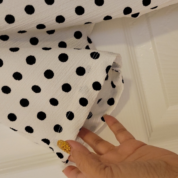 Zara Polka Dot Black & White Keyhole Crop Blouse Size L - Picture 4 of 10